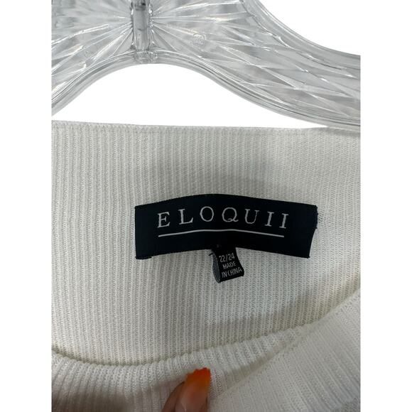 Eloquii Sweater Plus Black White Mock Neck Cable Knit Long Sleeve Size 22/24 - Picture 2 of 12